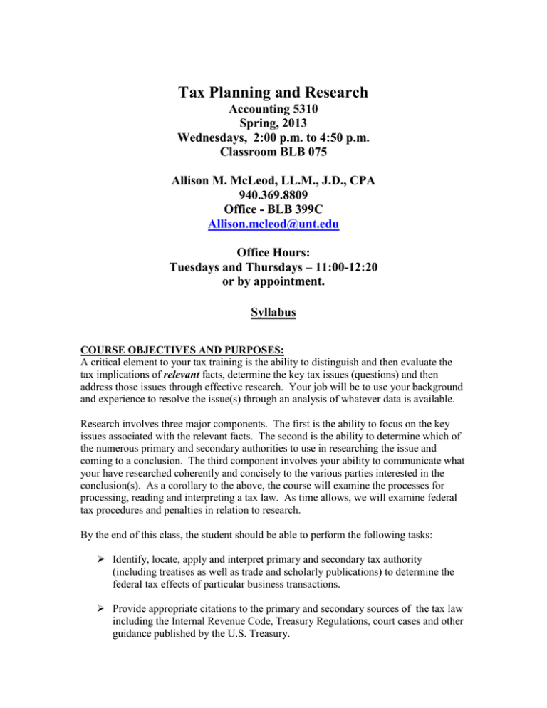 tax planning research paper