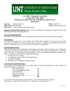 Acct 2020 - Managerial Accounting Section: 004, CRE: 28489