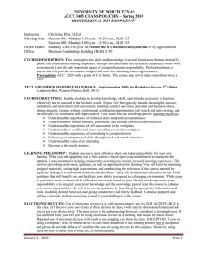 UNIVERSITY OF NORTH TEXAS ACCT 3405 CLASS POLICIES – Spring 2013