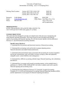 University of North Texas Intermediate Accounting – ACCT 3110 (Spring 2014)