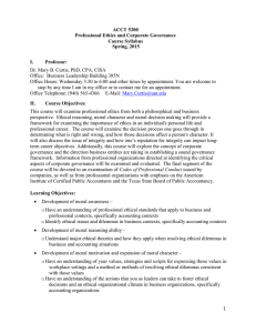 ACCT 5200 Professional Ethics and Corporate Governance Course Syllabus Spring, 2015