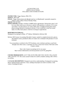 ACCOUNTING 5130 SPRING 2016 (8 WEEK) SYLLABUS AND COURSE OUTLINE