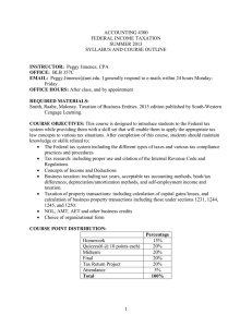 ACCOUNTING 4300 FEDERAL INCOME TAXATION SUMMER 2013 SYLLABUS AND COURSE OUTLINE