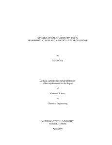 KINETICS OF SALT FORMATION USING TEREPHTHALIC ACID AND N-METHYL-2-PYRROLIDINONE by