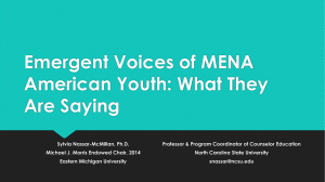 Emergent Voices of MENA American Youth: What They Are Saying