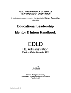 EDLD  Educational Leadership Mentor &amp; Intern Handbook
