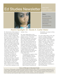 Ed Studies Newsletter Alumni Spotlight: Dr. Nicole A. Carter-Abdul March 2016