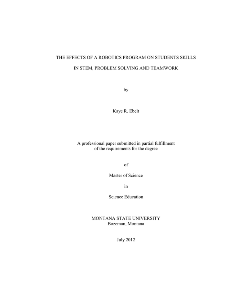 THE EFFECTS OF A ROBOTICS PROGRAM ON STUDENTS SKILLS by