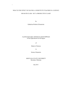 WHAT IS THE EFFECT OF HAVING A SUBSTITUTE TEACHER IN... OR MATH CLASS:  IS IT A PRODUCTIVE CLASS?