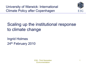 Scaling up the institutional response to climate change University of Warwick: International