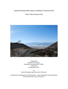 KEANE WONDER MINE AERIAL TRAMWAY STABILIZATION    Death Valley National Park