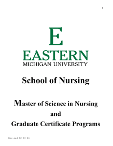 School of Nursing M  aster of Science in Nursing