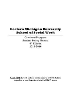 Eastern Michigan University School of Social Work Graduate Program Student Policy Manual