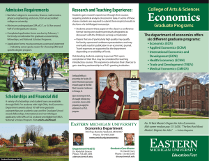 Economics Admission Requirements Research and Teaching Experience: College of Arts &amp; Sciences