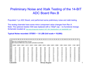 Preliminary Noise and Xtalk Testing of the 14-BIT ADC Board Rev.B