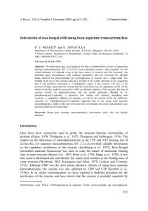 Interaction of rose bengal with mung bean aspartate transcarbamylase J. Biosci.,