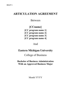 ARTICULATION AGREEMENT Between And