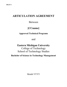 ARTICULATION AGREEMENT Between and