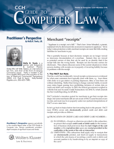 Practitioner’s Perspective Merchant “receipts” by Holly K. Towle, J.D.