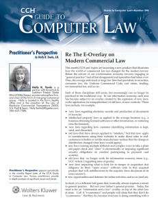 Practitioner’s Perspective Re The E-Overlay on Modern Commercial Law