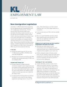 A lert EMPLOYMENT LAW New Immigration Legislation