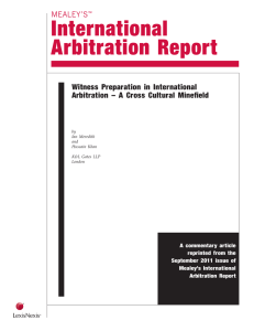 International Arbitration Report Witness  Preparation  in  International