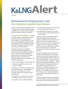 Pennsylvania Employment Law New Pennsylvania Legislation Assists Employers