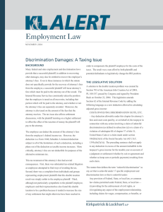 Employment Law Discrimination Damages: A Taxing Issue BACKGROUND