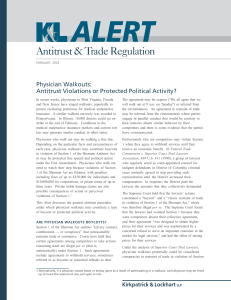 Antitrust &amp; Trade Regulation Physician Walkouts: Antitrust Violations or Protected Political Activity?