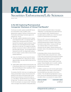 Securities Enforcement/Life Sciences Is the SEC Exploring Pharmaceutical