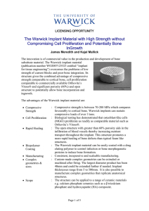 The Warwick Implant Material with High Strength without