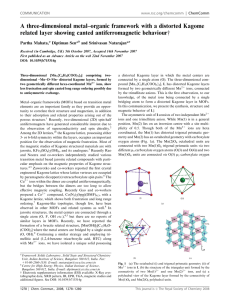 A three-dimensional metal–organic framework with a distorted Kagome