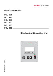 Display And Operating Unit DCU 001 DCU 100 DCU 150