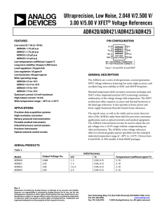 Ultraprecision, Low Noise, 2.048 V/2.500 V/ 3.00 V/5.00 V XFET Voltage References ADR420/ADR421/ADR423/ADR425
