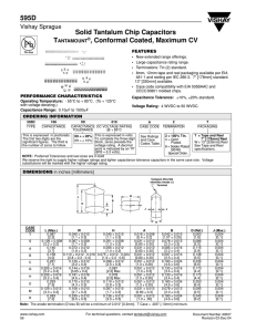 595D Solid Tantalum Chip Capacitors T , Conformal Coated, Maximum CV