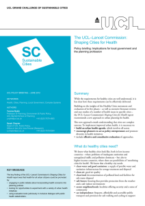 The UCL–Lancet Commission: Shaping Cities for Health Summary