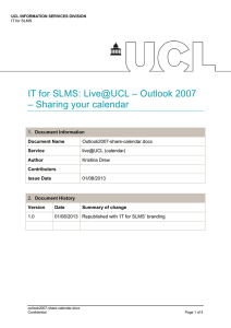 IT for SLMS: Live@UCL – Outlook 2007 – Sharing your calendar