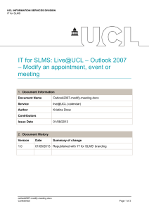 IT for SLMS: Live@UCL – Outlook 2007 meeting
