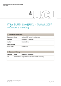 IT for SLMS: Live@UCL – Outlook 2007 – Cancel a meeting