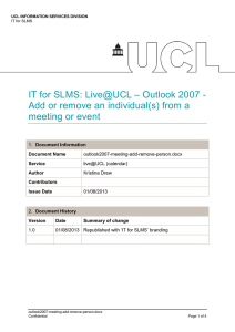 IT for SLMS: Live@UCL – Outlook 2007 - meeting or event