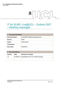 IT for SLMS: Live@UCL – Outlook 2007 – Deleting messages