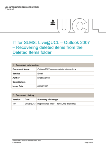 IT for SLMS: Live@UCL – Outlook 2007 Deleted Items folder