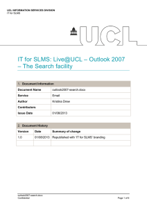 IT for SLMS: Live@UCL – Outlook 2007 – The Search facility