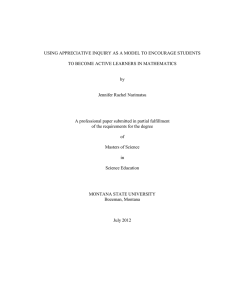 USING APPRECIATIVE INQUIRY AS A MODEL TO ENCOURAGE STUDENTS by