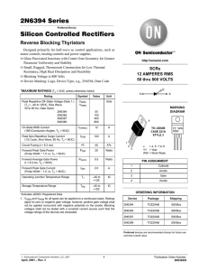 2N6394 Series Silicon Controlled Rectifiers Reverse Blocking Thyristors