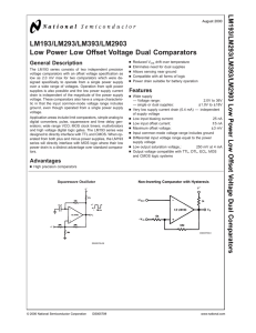 LM193/LM293/LM393/LM2903 Low Power Low Offset Voltage Dual Comparators General Description