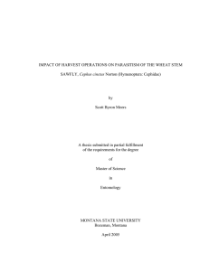 IMPACT OF HARVEST OPERATIONS ON PARASITISM OF THE WHEAT STEM by