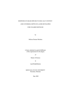 RESPONSE OF GRASS SPECIES TO SOIL SALT CONTENT FOR COALBED METHANE