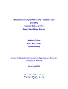 National Academy for Gifted and Talented Youth (NAGTY) Summer Schools 2005