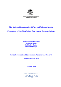The National Academy for Gifted and Talented Youth: